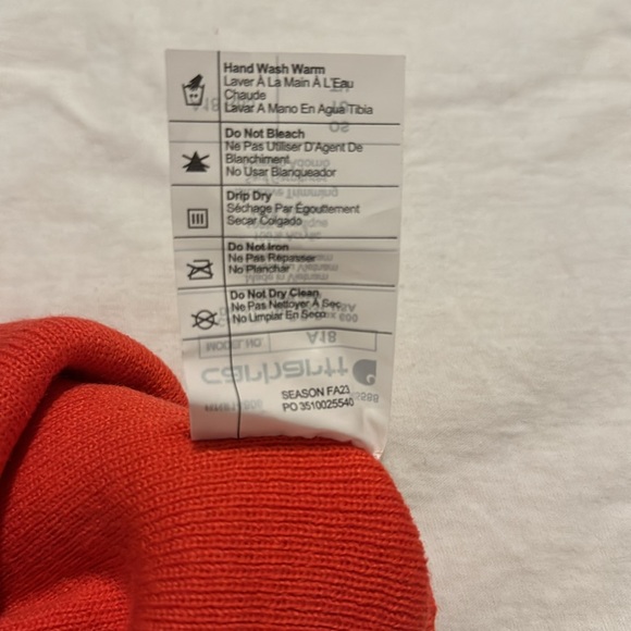 Carhartt Adult Beanie Reddish Orange Knit Cuffed Warm Winter Wear NEW WITH TAGS - Picture 5 of 6